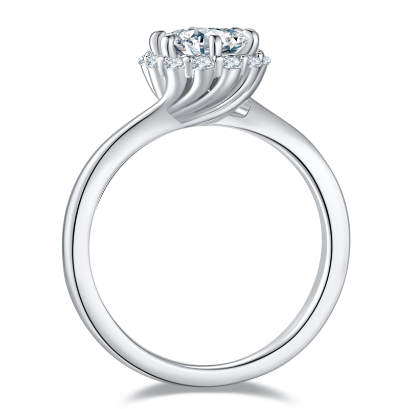 爱火S925银镀白金MoissaniteWomen's Ring1ctD级